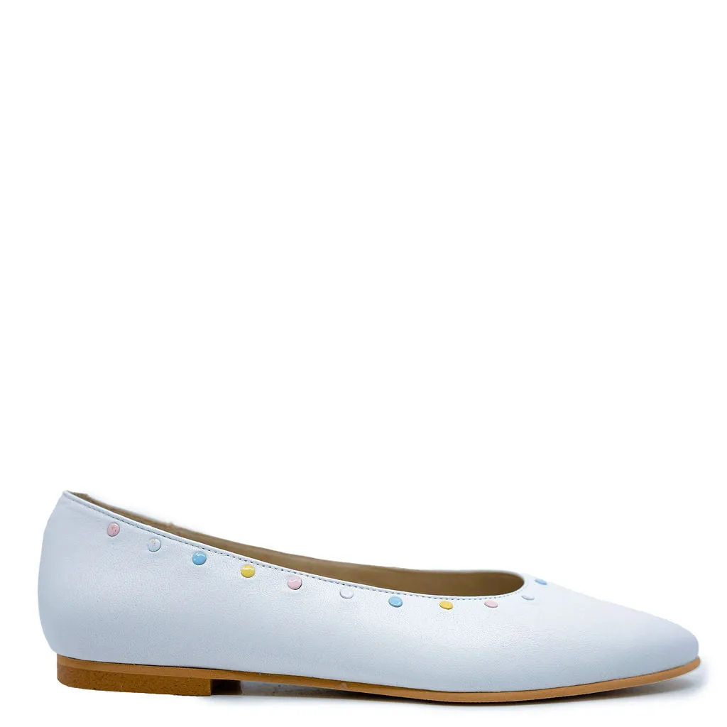LMDI White Pastel Stud Ballet Flat