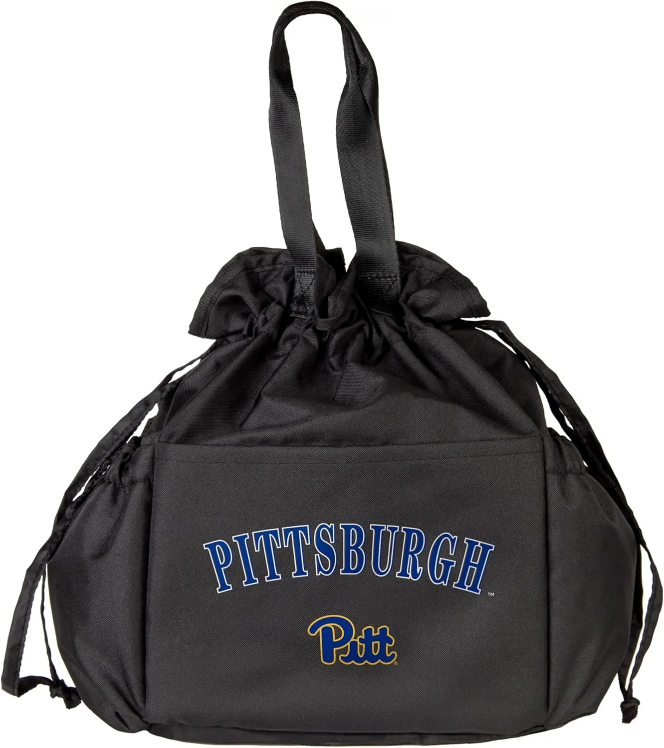 Logo Brands NCAA Pittsburgh Panthers Drawstring Lunch Cooler - Eco-Friendly Recycled Material, Portable Everyday Thermal Bag for Work, School, Tailgating, or Travel