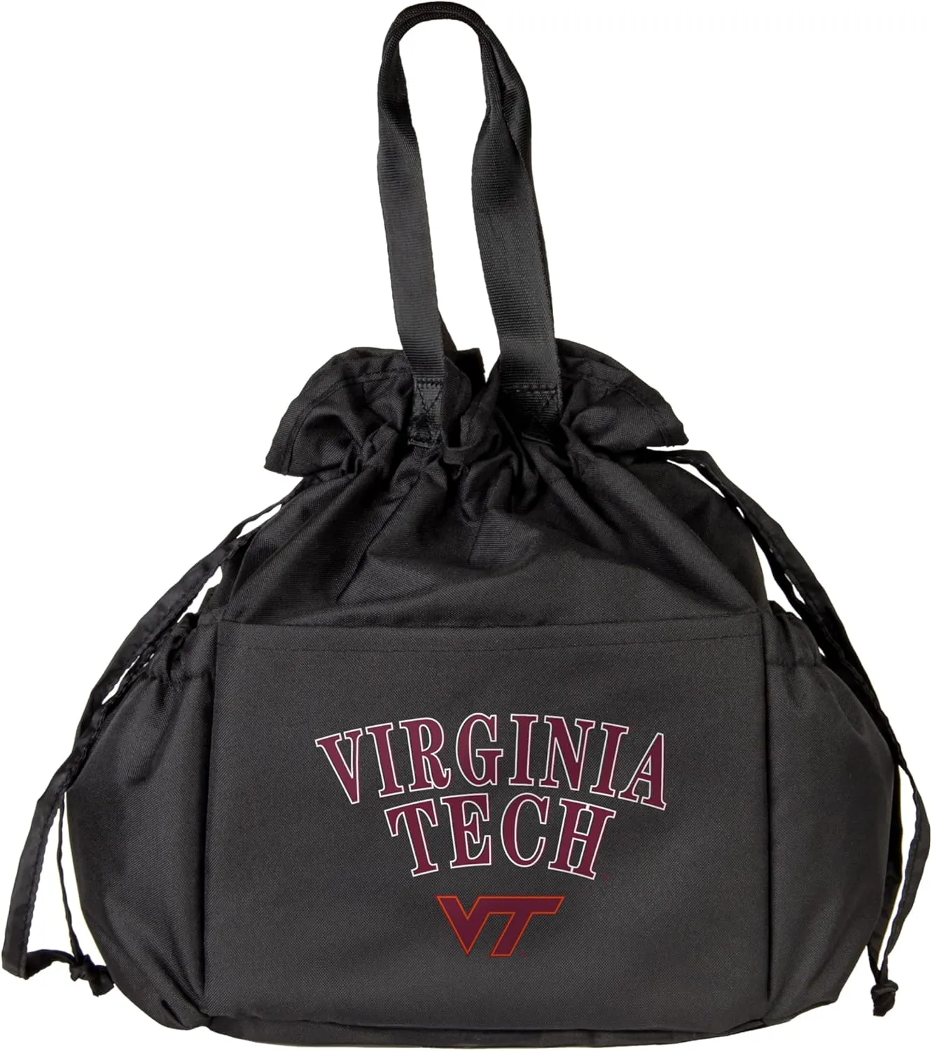 Logo Brands NCAA Virginia Tech Hokies Drawstring Lunch Cooler - Eco-Friendly Recycled Material, Portable Everyday Thermal Bag for Work, School, Tailgating, or Travel