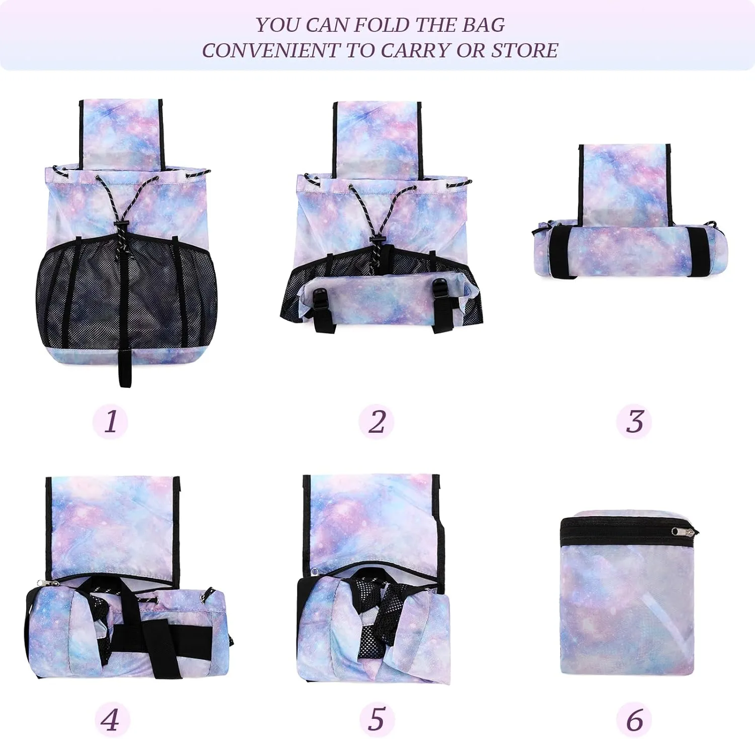 Lohol Lightweight Nylon Drawstring Backpack with Mesh Pockets for Women Men, Water Resistant String Bag for Sports Beach Swimming Camp Travel (Dark Grey)