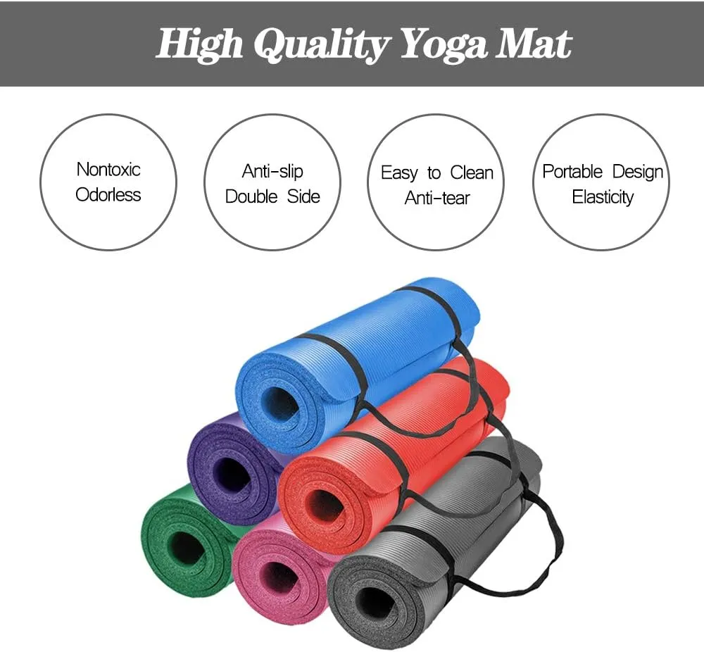 LOKATSE Home All Purpose Thick Yoga Mat with Carrying Strap High Density