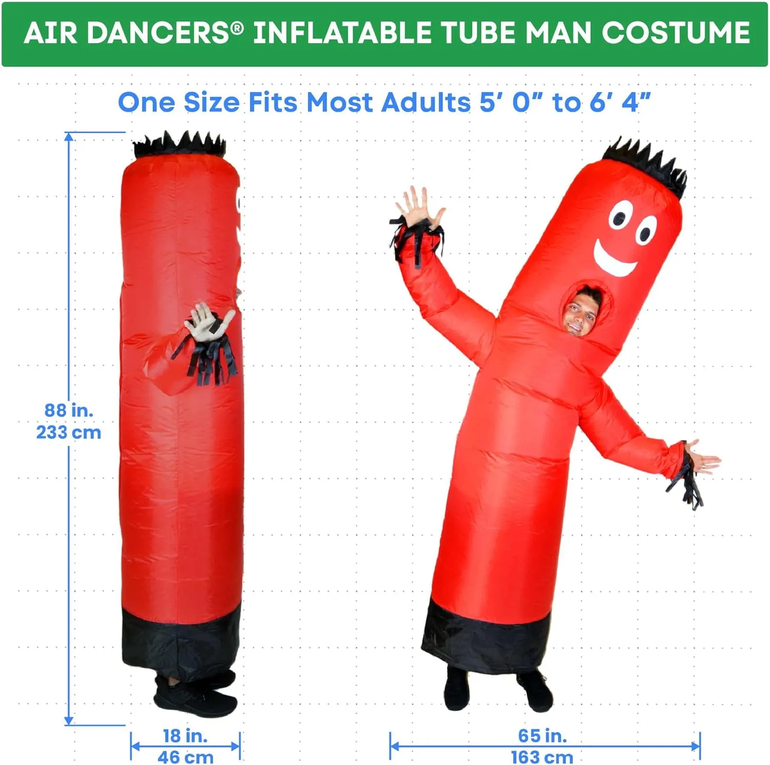 LookOurWay Inflatable Tube Man Costume - Wacky Wavy Arm Guy Funny Inflatable Halloween Costume for Adults