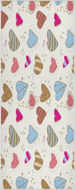 Lovely Hearts Seamless Pattern Yoga Towel,Hot Yoga Mat Towel with Grip Dots Sweat Absorbent Non-Slip for Hot Yoga, 24" x72",Soft Yoga Blankets with Travel Bag,Pilates and Workout