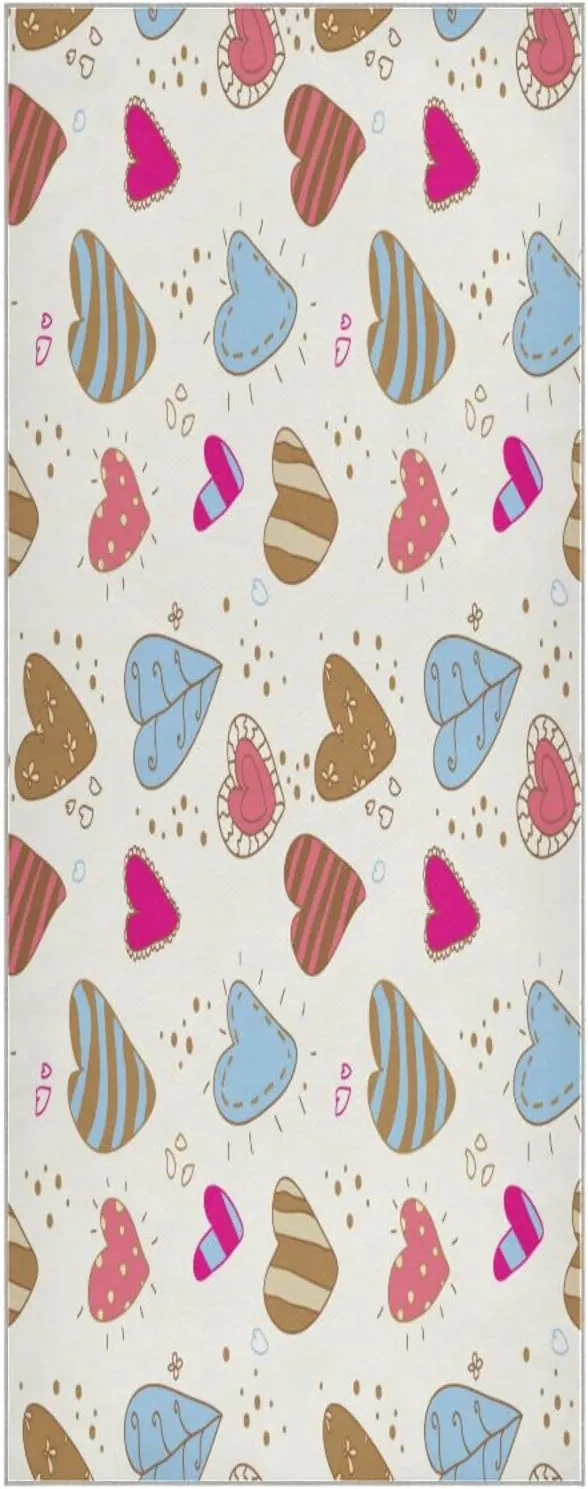 Lovely Hearts Seamless Pattern Yoga Towel,Hot Yoga Mat Towel with Grip Dots Sweat Absorbent Non-Slip for Hot Yoga, 24" x72",Soft Yoga Blankets with Travel Bag,Pilates and Workout