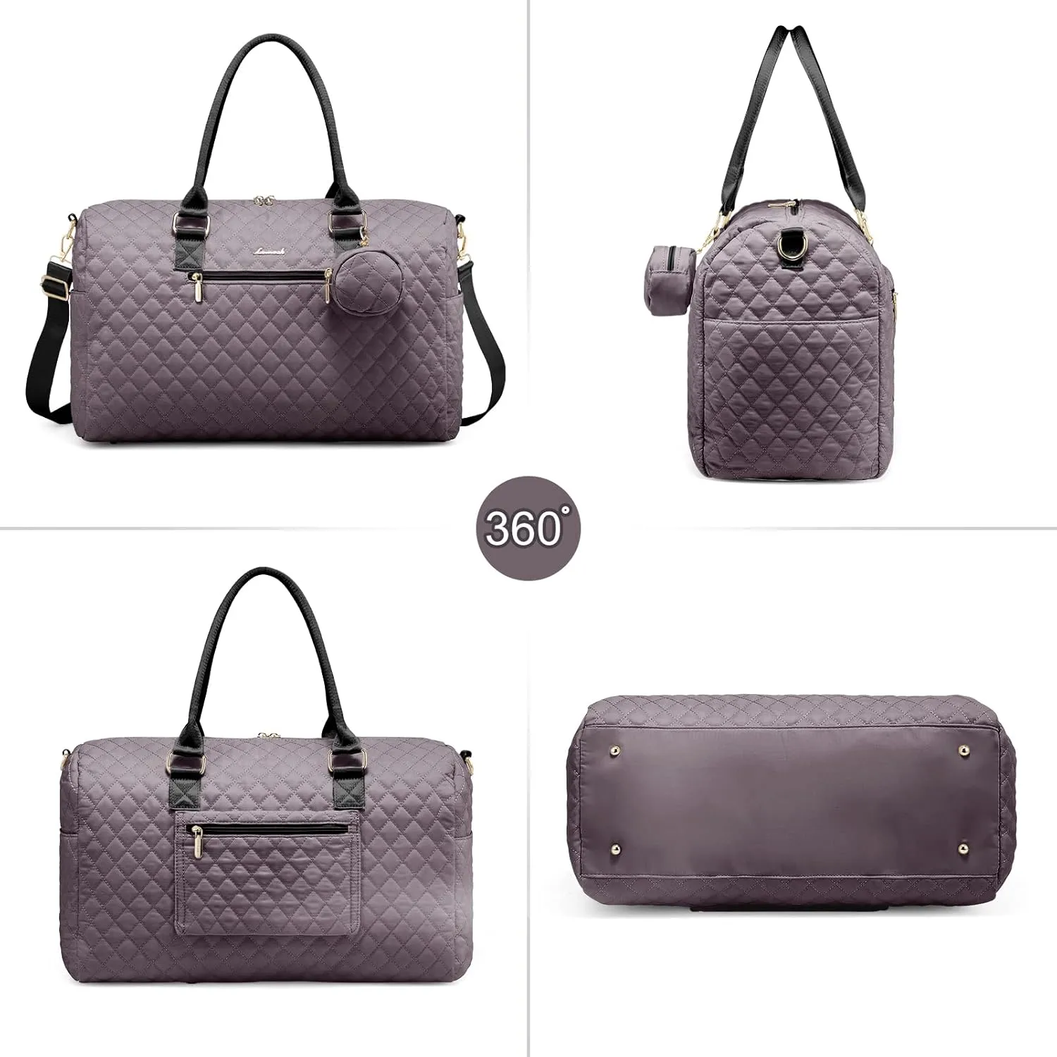 LOVEVOOK Diaper Bag Tote with Pacifier Case and Changing Pad, Large Capacity Mommy Bag for Hospital and Weekender Travel, Functional Baby Bag Newborn Baby Essential, Purple Gray