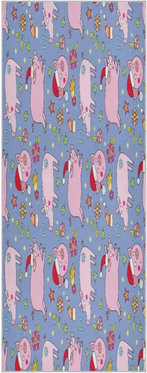Lucky Pigs for Christmas Yoga Towel,Hot Yoga Mat Towel with Grip Dots Sweat Absorbent Non-Slip for Hot Yoga, 24" x72",Soft Yoga Blankets with Travel Bag,Pilates and Workout