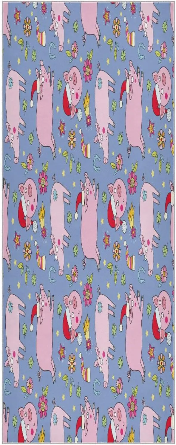Lucky Pigs for Christmas Yoga Towel,Hot Yoga Mat Towel with Grip Dots Sweat Absorbent Non-Slip for Hot Yoga, 24" x72",Soft Yoga Blankets with Travel Bag,Pilates and Workout