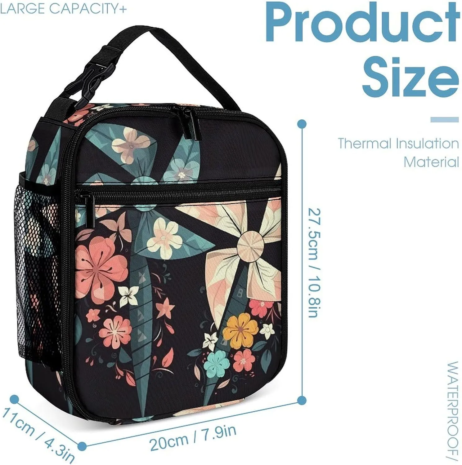 Lunch Bag for Women Men Portable Insulated Lunch Box Cartoon Windmill LunchBox Reusable Tote Bags for Work Picnic