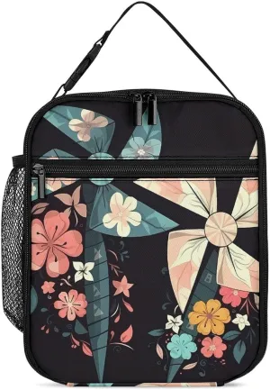 Lunch Bag for Women Men Portable Insulated Lunch Box Cartoon Windmill LunchBox Reusable Tote Bags for Work Picnic