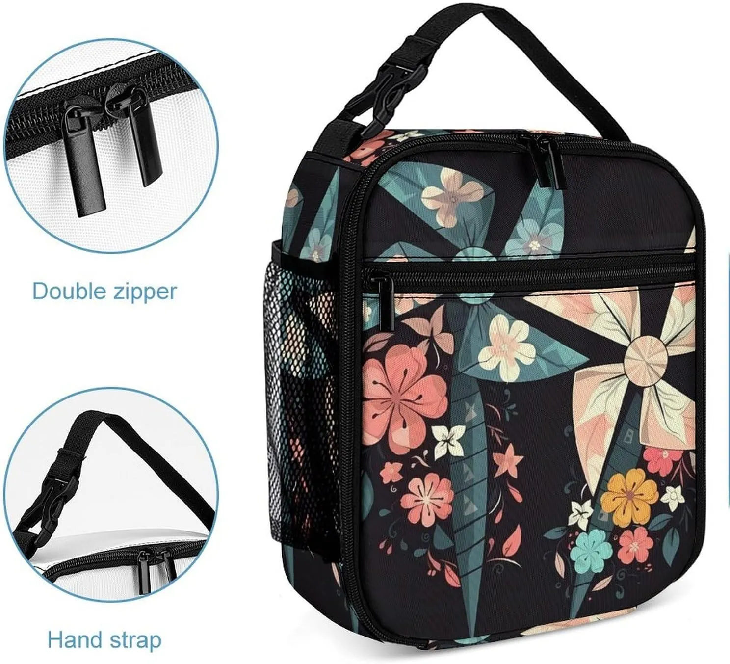 Lunch Bag for Women Men Portable Insulated Lunch Box Cartoon Windmill LunchBox Reusable Tote Bags for Work Picnic