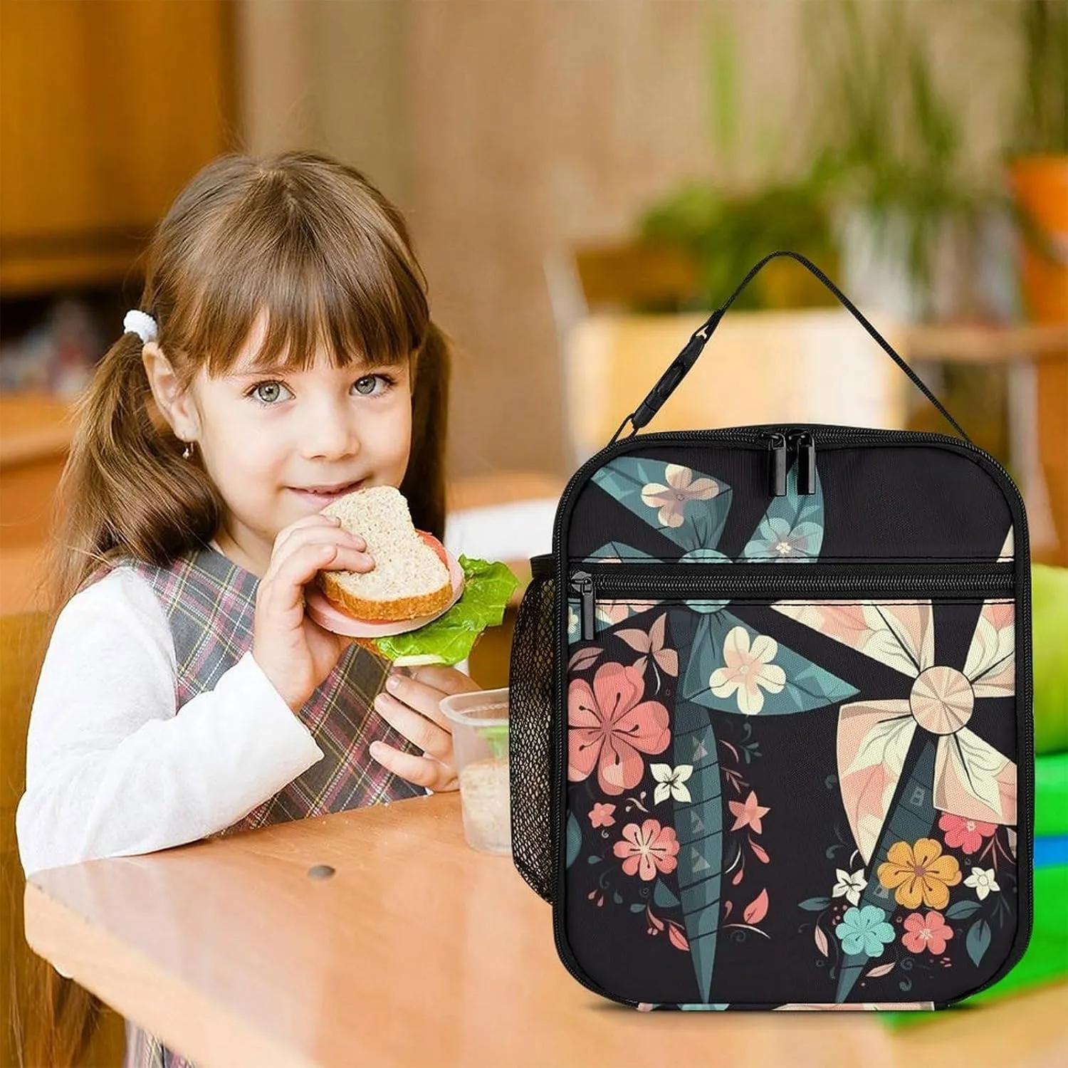 Lunch Bag for Women Men Portable Insulated Lunch Box Cartoon Windmill LunchBox Reusable Tote Bags for Work Picnic