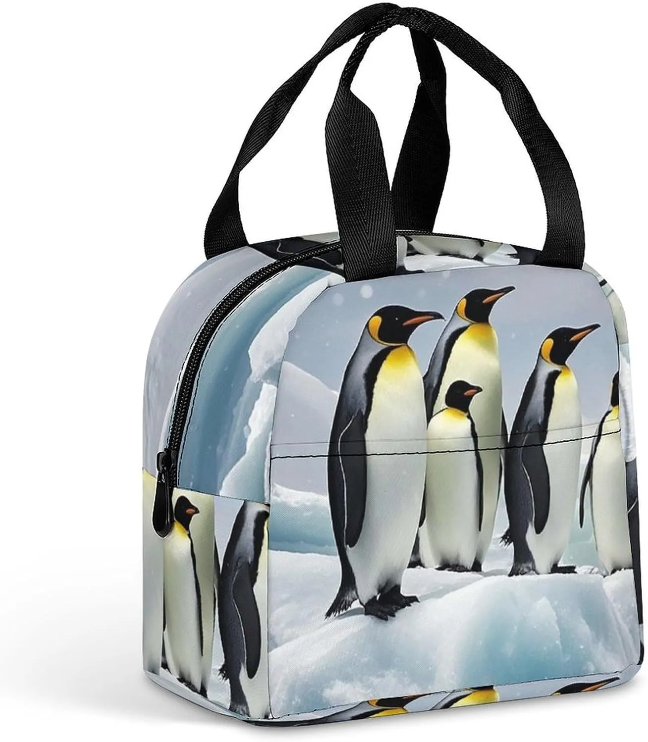 Lunch Bag for Women Men Portable Insulated Lunch Box Penguins On The Iceberg LunchBox Reusable Tote Bags for Work Picnic