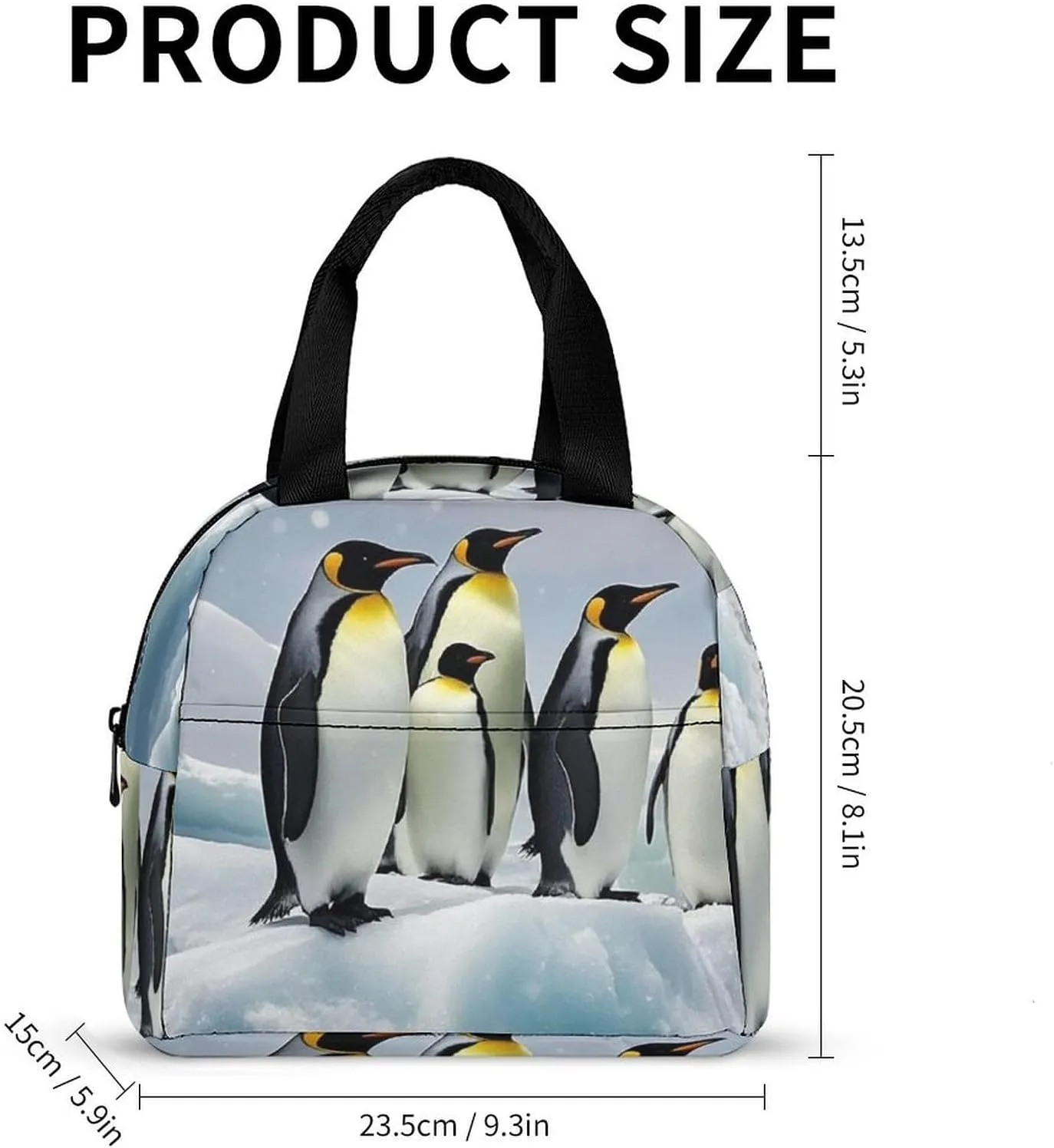 Lunch Bag for Women Men Portable Insulated Lunch Box Penguins On The Iceberg LunchBox Reusable Tote Bags for Work Picnic