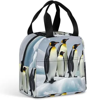 Lunch Bag for Women Men Portable Insulated Lunch Box Penguins On The Iceberg LunchBox Reusable Tote Bags for Work Picnic