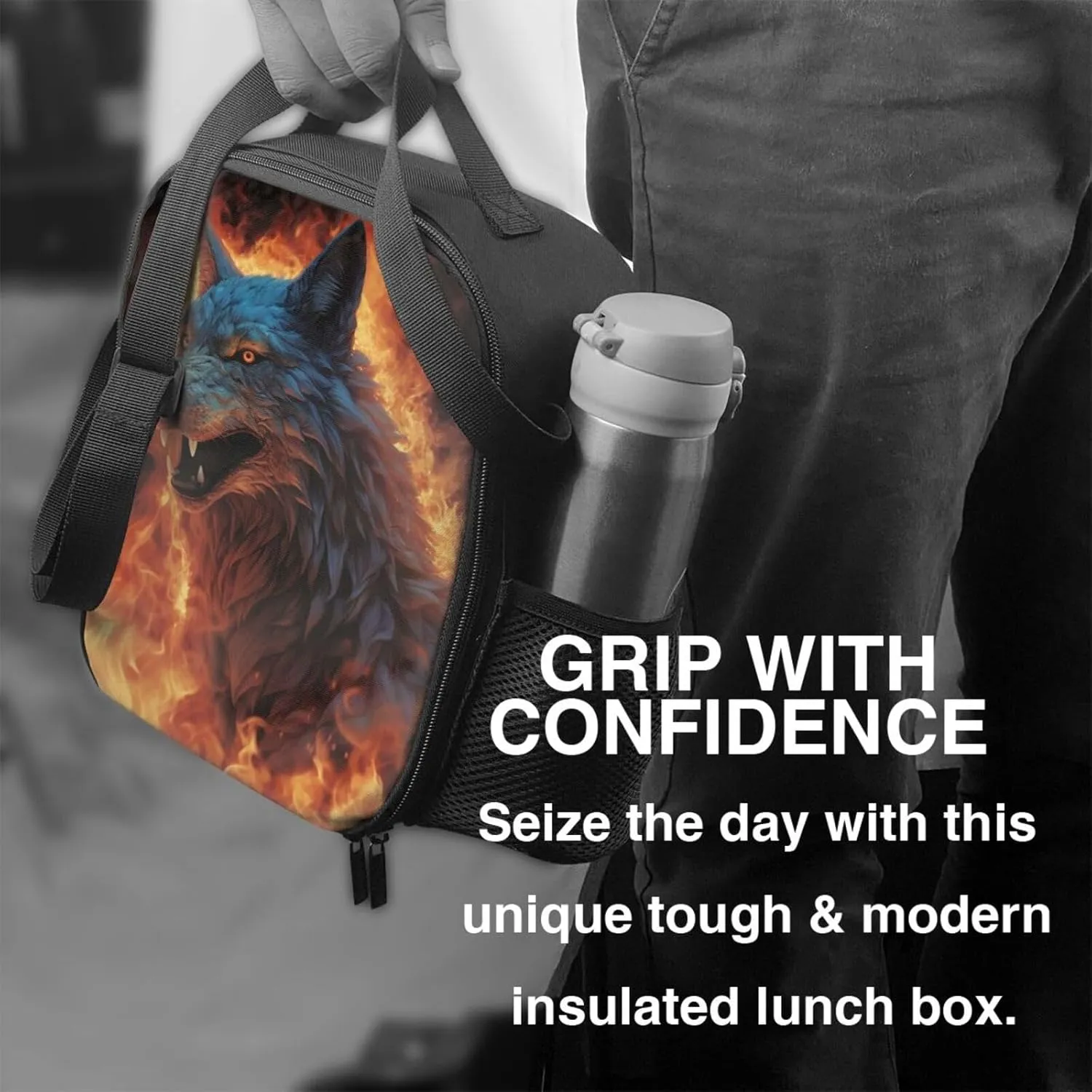 Lunch Bag Insulated Lunch Box for Men Women Wolf Surrounded Portable Lunch tote Bag Lunchbox