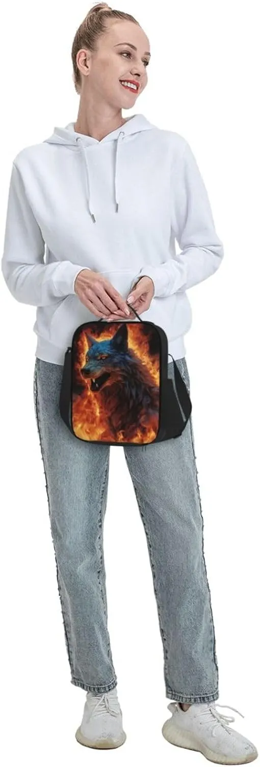 Lunch Bag Insulated Lunch Box for Men Women Wolf Surrounded Portable Lunch tote Bag Lunchbox