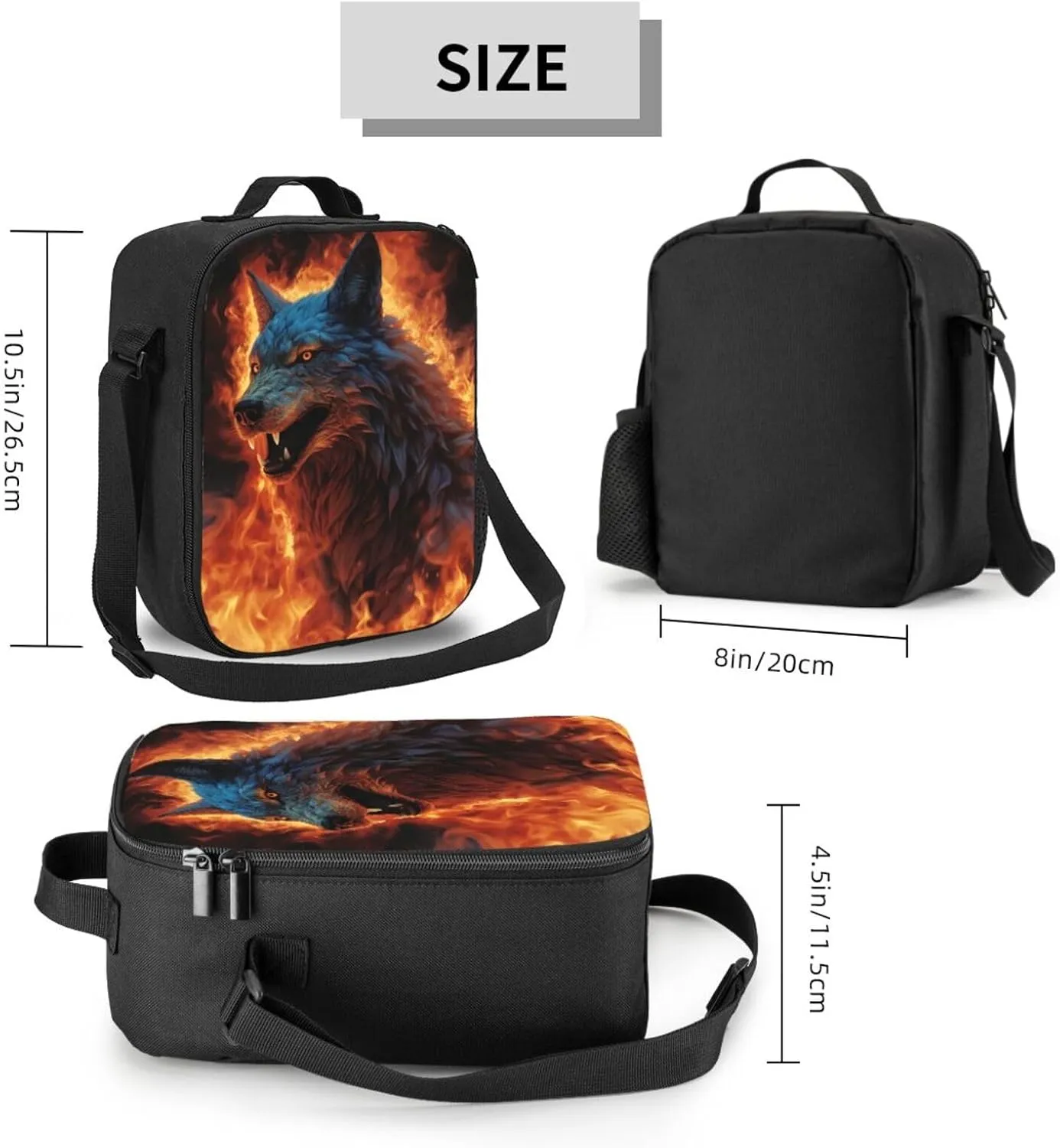 Lunch Bag Insulated Lunch Box for Men Women Wolf Surrounded Portable Lunch tote Bag Lunchbox