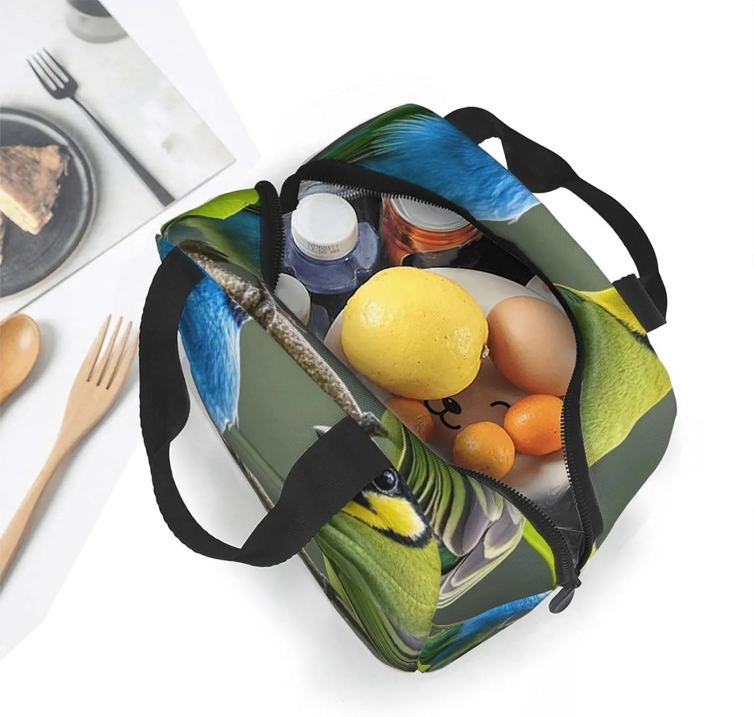 Lunch Bag Insulated Lunch Box for Women Men Birds nature green colors Reusable Lunch Tote Bag for Work Picnic Travel