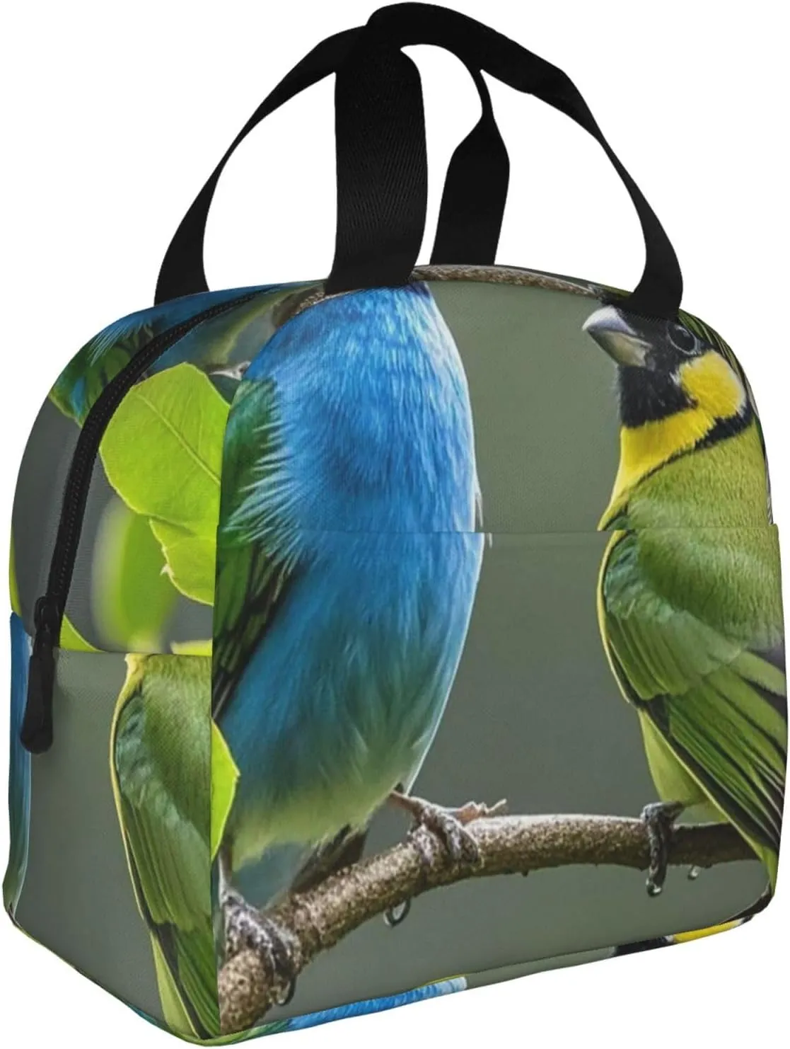 Lunch Bag Insulated Lunch Box for Women Men Birds nature green colors Reusable Lunch Tote Bag for Work Picnic Travel