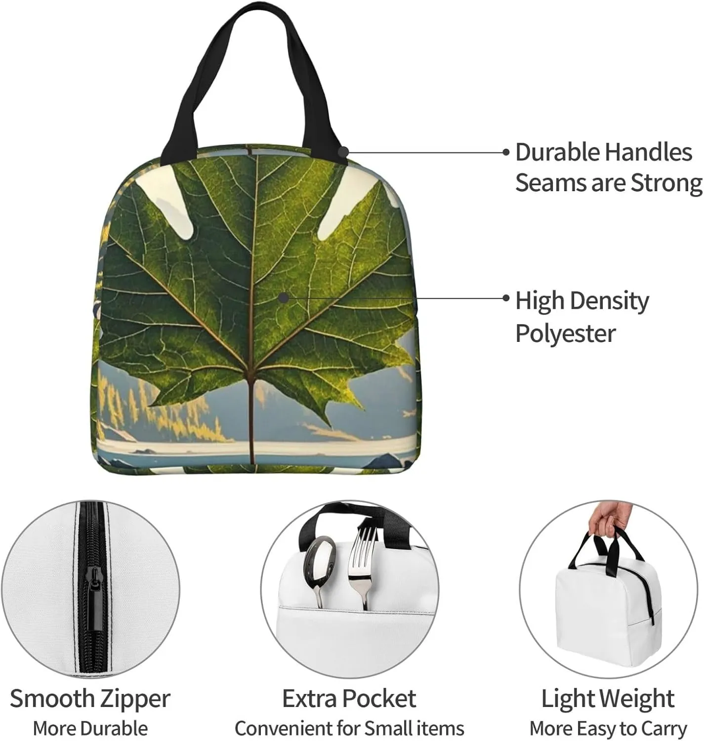 Lunch Bag Insulated Lunch Box for Women Men Canada maple leaf Reusable Lunch Tote Bag for Work Picnic Travel