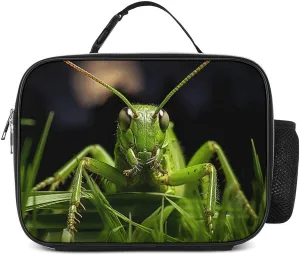 Lunch Bag Insulated Lunch Box for Women Men Cooler Bag Reusable Lunch Bag Grasshopper on Grass Lunch Tote Bag for Work