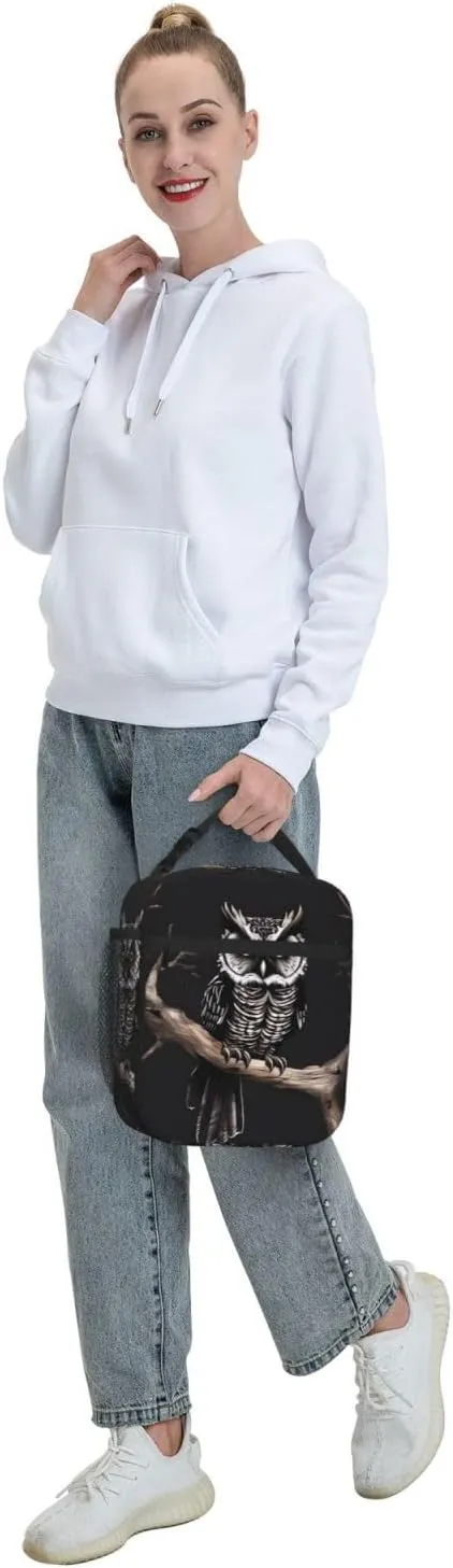 Lunch Bag Insulated Lunch Box for Women Men Cooler Bag Reusable Lunch Bag Late Night Owl Lunch Tote Bag for Work