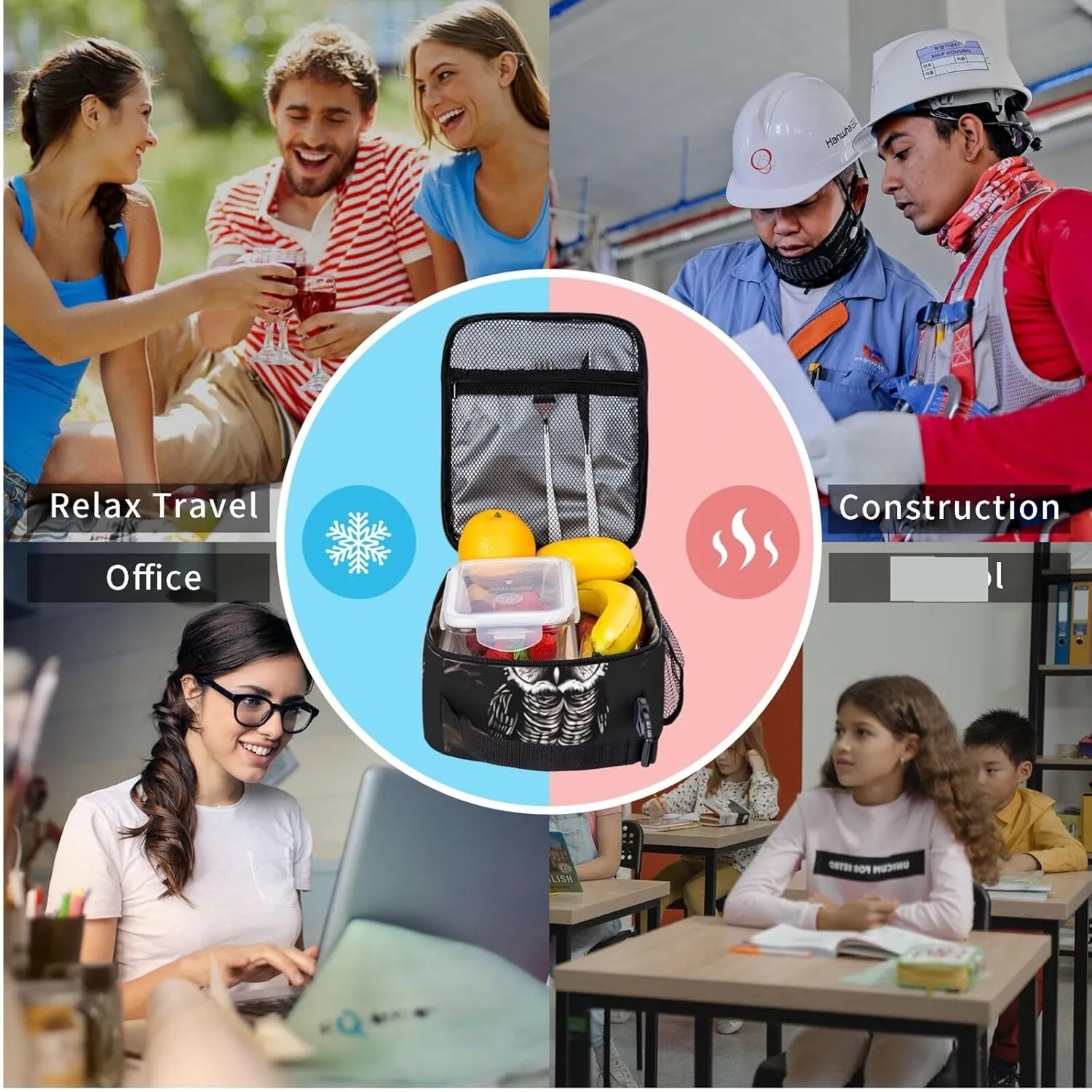 Lunch Bag Insulated Lunch Box for Women Men Cooler Bag Reusable Lunch Bag Late Night Owl Lunch Tote Bag for Work