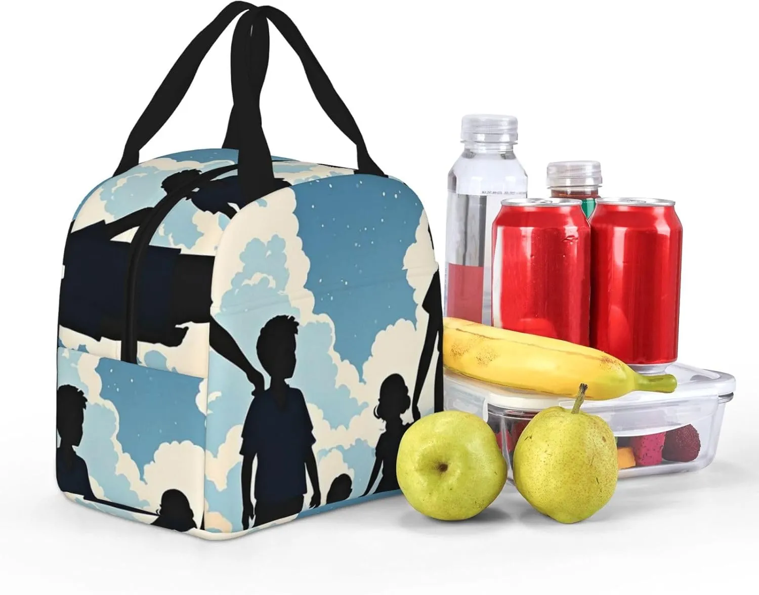 Lunch Bag Insulated Lunch Box for Women Men Family Silhouette Reusable Lunch Tote Bag for Work Picnic Travel