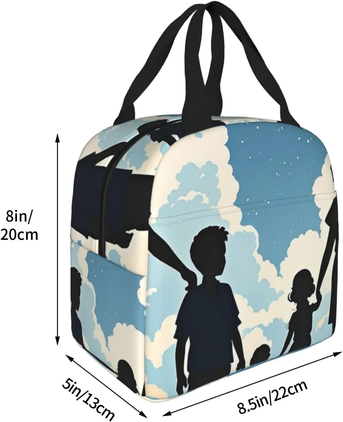 Lunch Bag Insulated Lunch Box for Women Men Family Silhouette Reusable Lunch Tote Bag for Work Picnic Travel