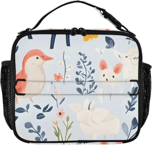 Lunch bag with side mesh pocket and shoulder strap - Spring Pasture - 11.2 X3.5 X 9.8 inches - Capacity 5.5 liters - ideal for work, travel cooler bag