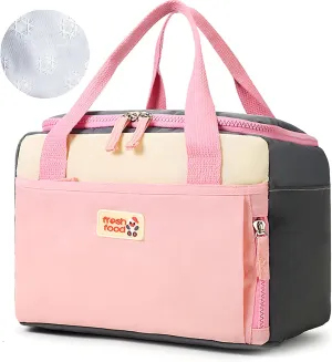 Lunch Bag Women Insulated for Work Adult Girl, Reusable Bento Lunch Tote Bag with Side Pockets for Picnic Beach Travel Outdoor, Leak Proof, 9.5L