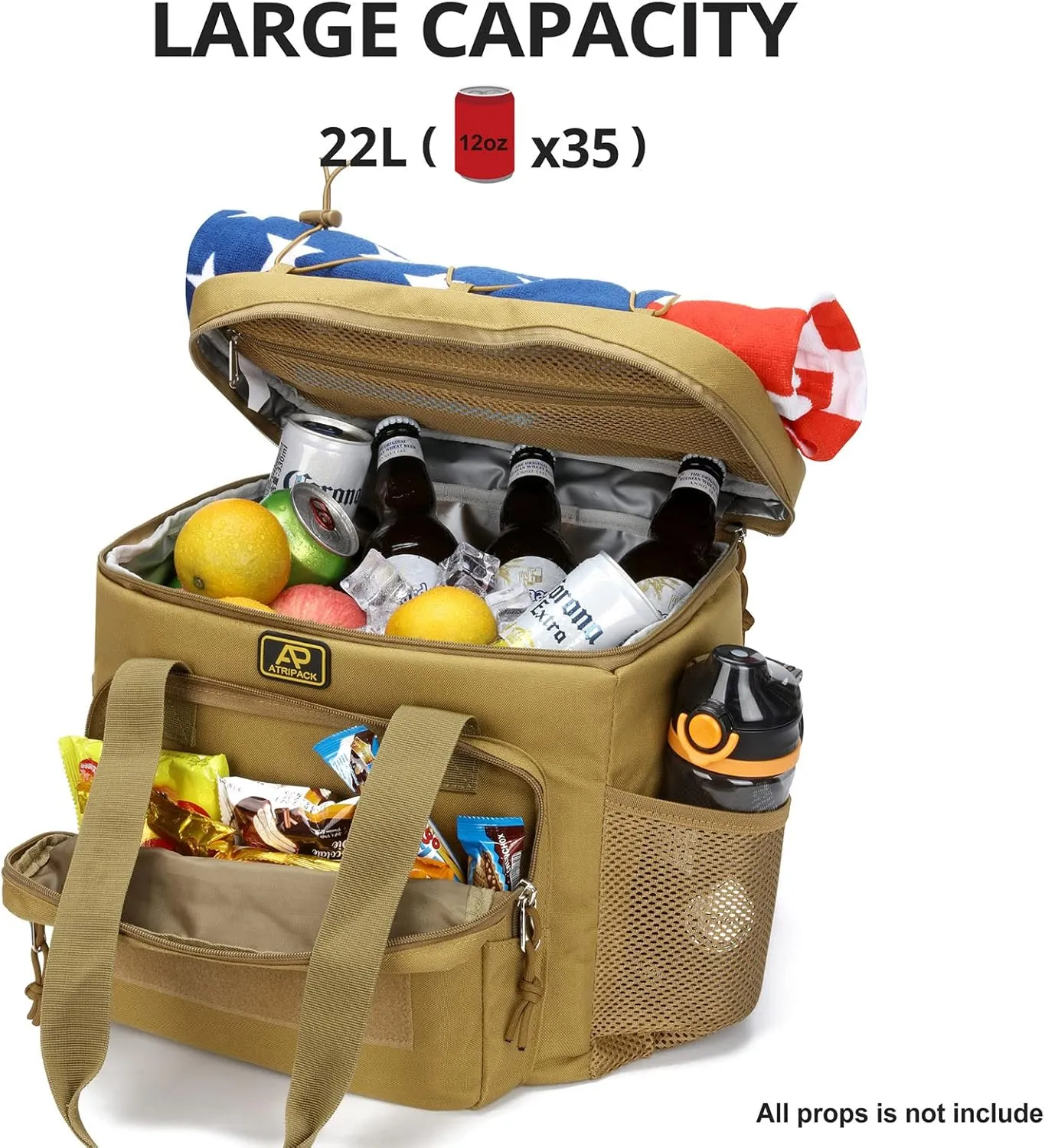 Lunch Box for Men, Tactical Lunch Bag MOLLE Webbing Leakproof Insulated Large Lunch Cooler Women Adult Meal with Adjustable Shoulder Strap Durable Lunch Pail (Brown)