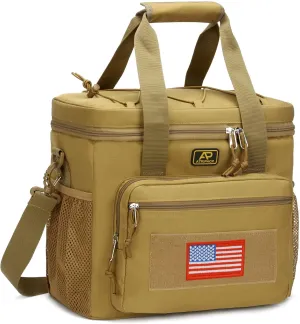 Lunch Box for Men, Tactical Lunch Bag MOLLE Webbing Leakproof Insulated Large Lunch Cooler Women Adult Meal with Adjustable Shoulder Strap Durable Lunch Pail (Brown)
