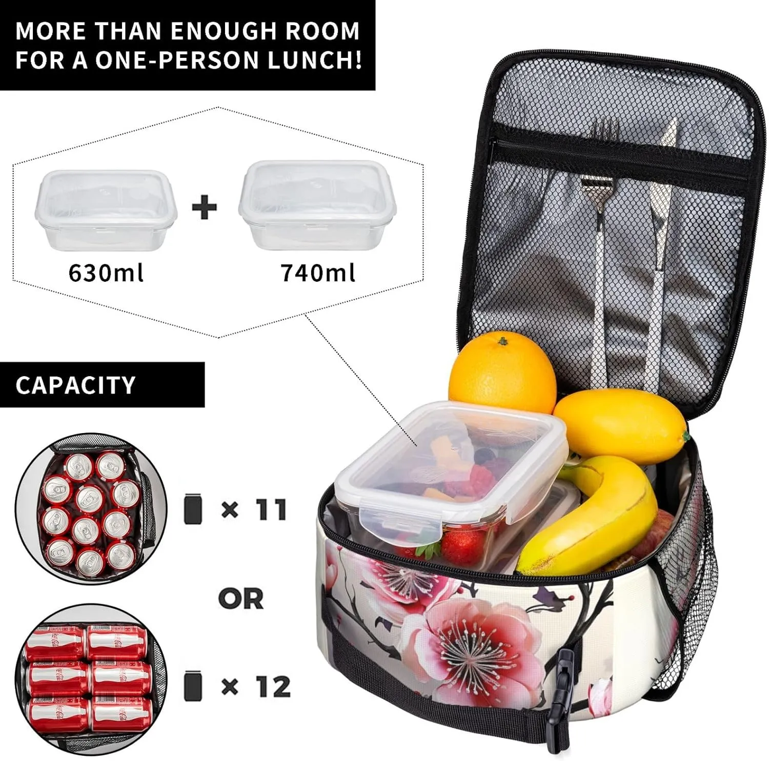 Lunch Box for Women Floral Temperate Zone Plant Lunch Bags for Men Lunchbox Insulated Lunch Bag Reusable Lunch Boxes
