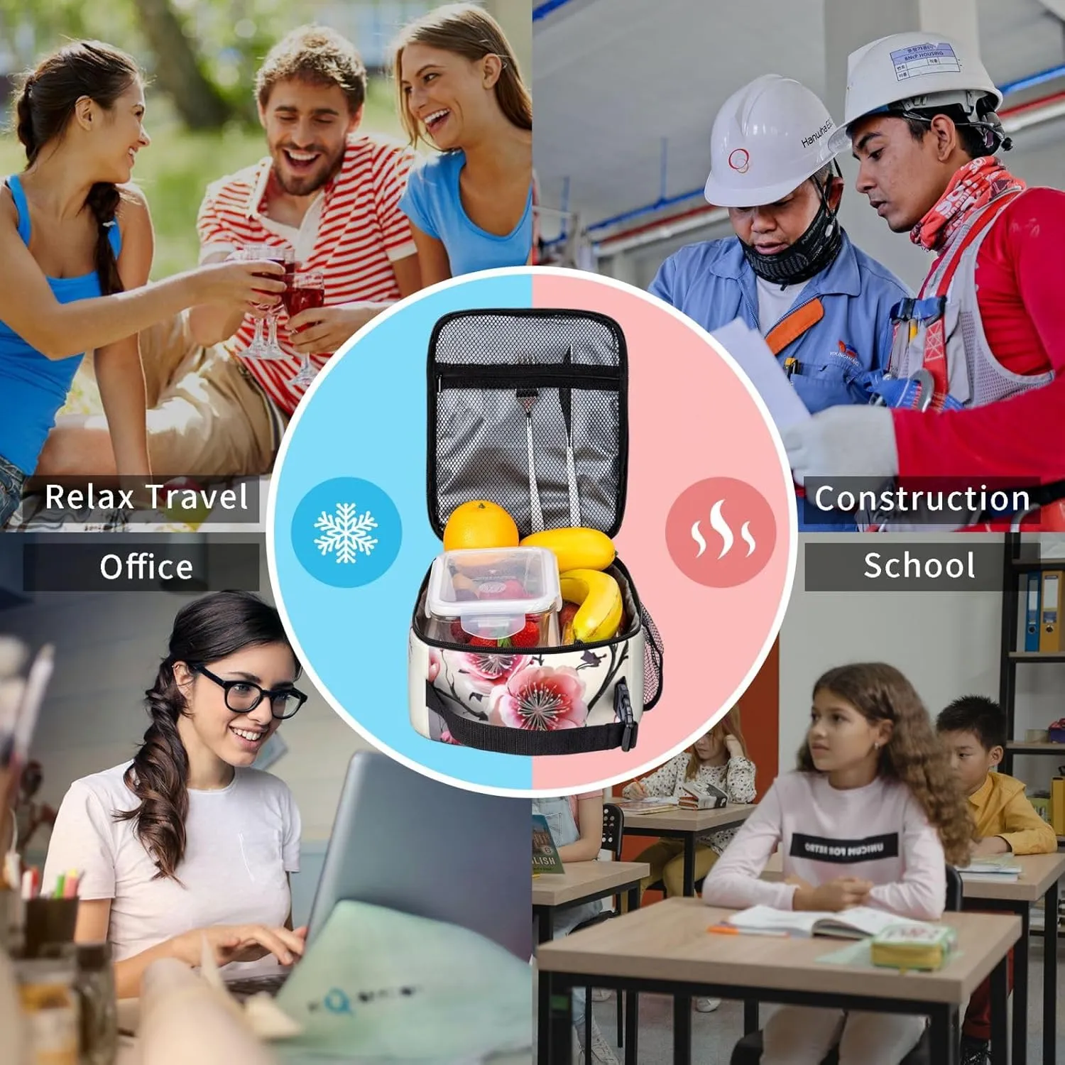Lunch Box for Women Floral Temperate Zone Plant Lunch Bags for Men Lunchbox Insulated Lunch Bag Reusable Lunch Boxes