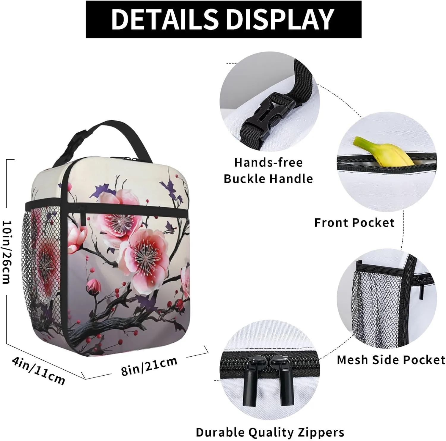 Lunch Box for Women Floral Temperate Zone Plant Lunch Bags for Men Lunchbox Insulated Lunch Bag Reusable Lunch Boxes