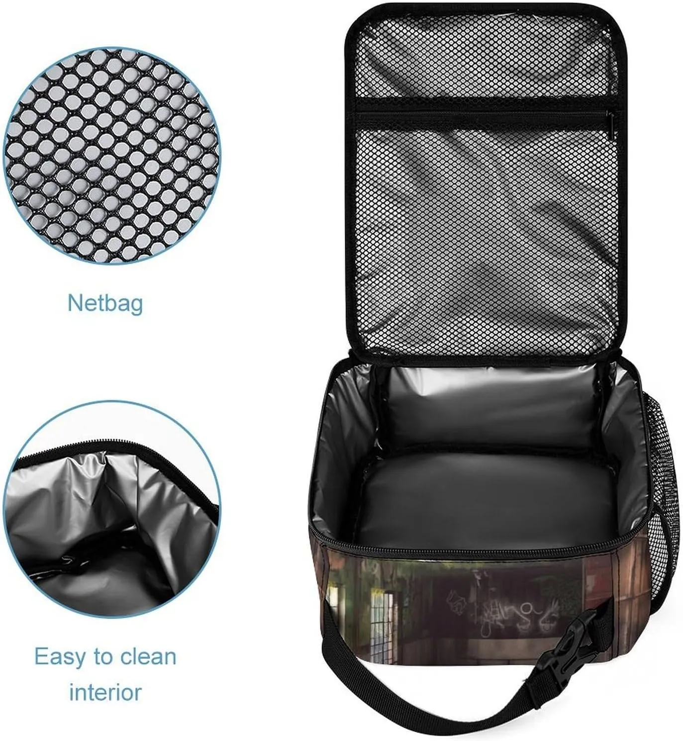 Lunch Box for Women Men Insulated Soft Bag Abandoned Factory Lunch Bag With Side Pocket Reusable Portable Tote Meal Bags for Work Picnic