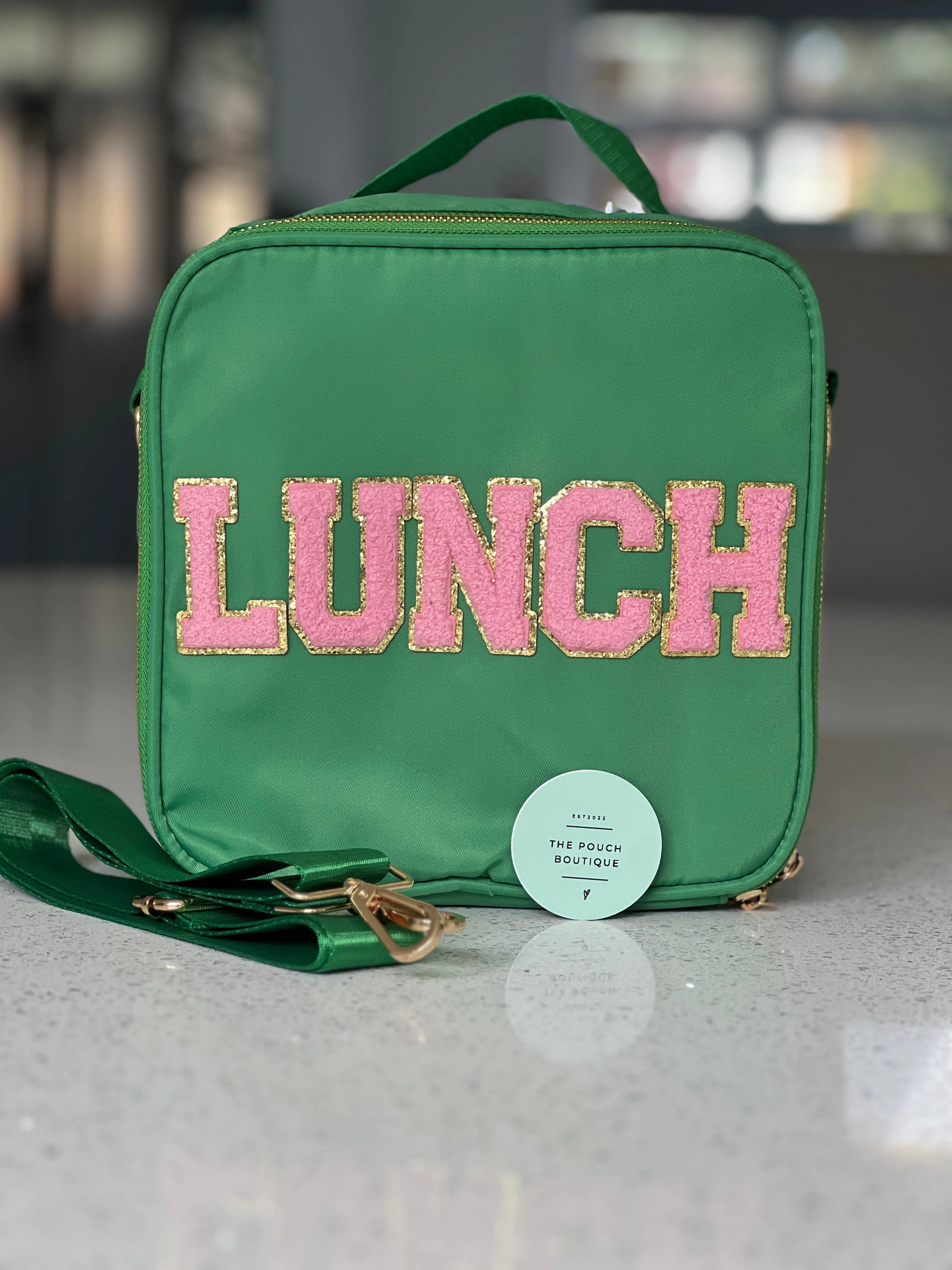 Lunch Boxes with patch letters & motifs
