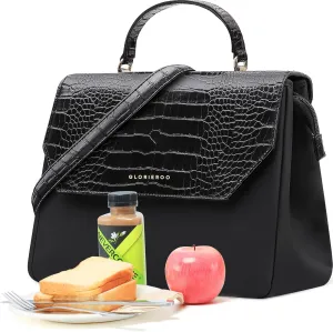 Luxury Lunch Bag Women - Adult Fashion Stylish Vegan Leather Insulated Leakproof Lunch Box with Removable Strap for Work - Teacher Mothers Day Christmas Gifts for Women