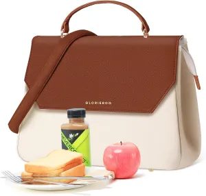 Luxury Lunch Bag Women - Adult Fashion Stylish Vegan Leather Insulated Leakproof Lunch Box with Removable Strap for Work - Teacher Mothers Day Christmas Gifts for Women
