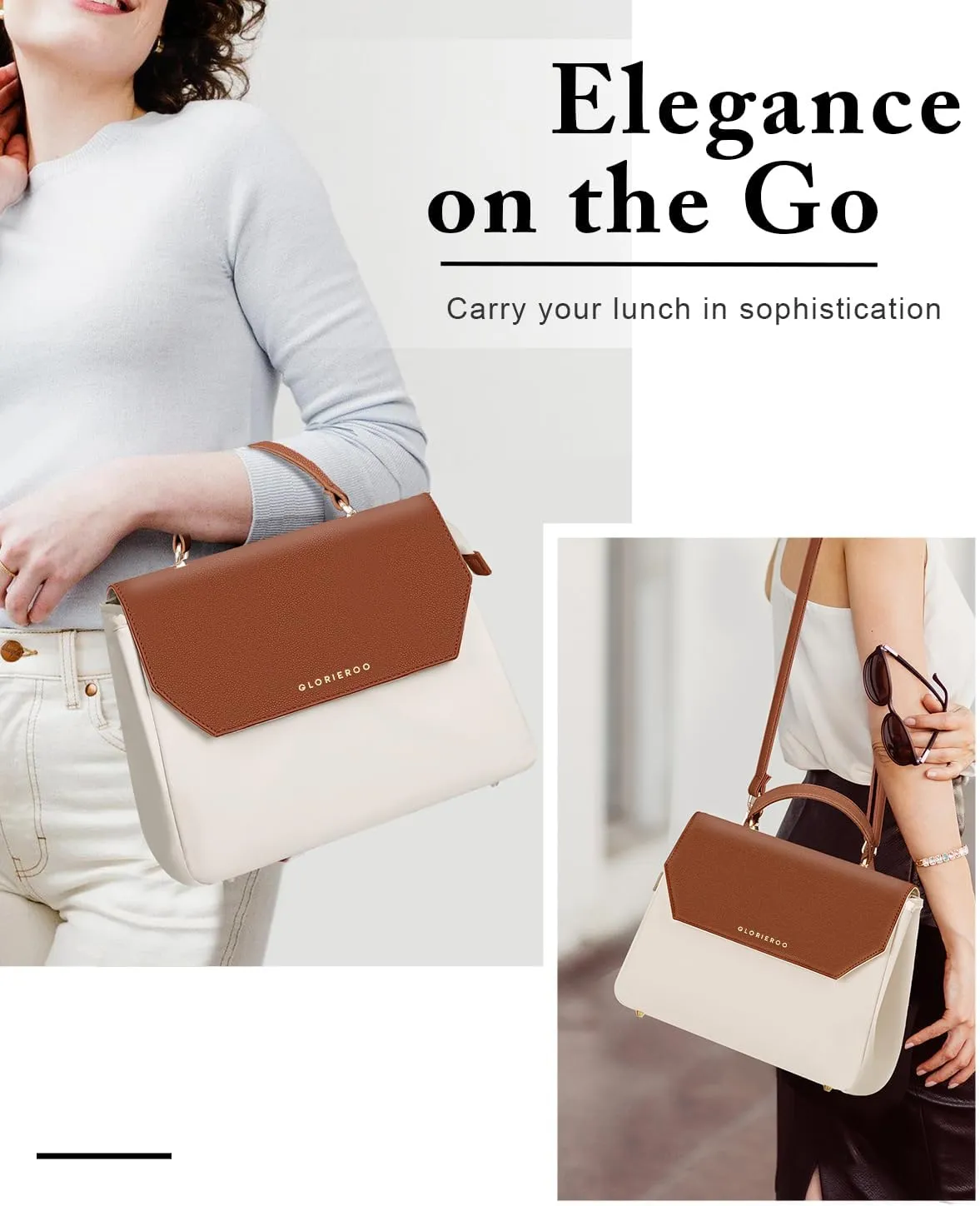 Luxury Lunch Bag Women - Adult Fashion Stylish Vegan Leather Insulated Leakproof Lunch Box with Removable Strap for Work - Teacher Mothers Day Christmas Gifts for Women