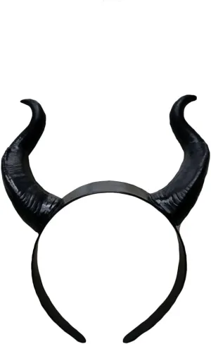 L'VOW Black Witch Demon Horns Headband Devil Headpiece Halloween Evil Headdress Costume