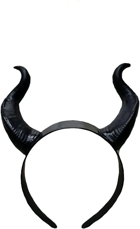 L'VOW Black Witch Demon Horns Headband Devil Headpiece Halloween Evil Headdress Costume