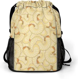 Maggot Beetle Larva Drawstring Bags Sports Gym Sackpack with Mesh Pockets Water Resistant Backpack