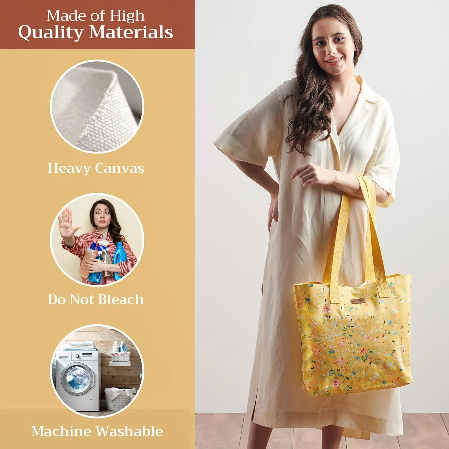 Maison d' Hermine Canvas Tote Bag 100% Cotton Canvas Reusable Shoulder Grocery Bag for Shopping Perfect for Men Women