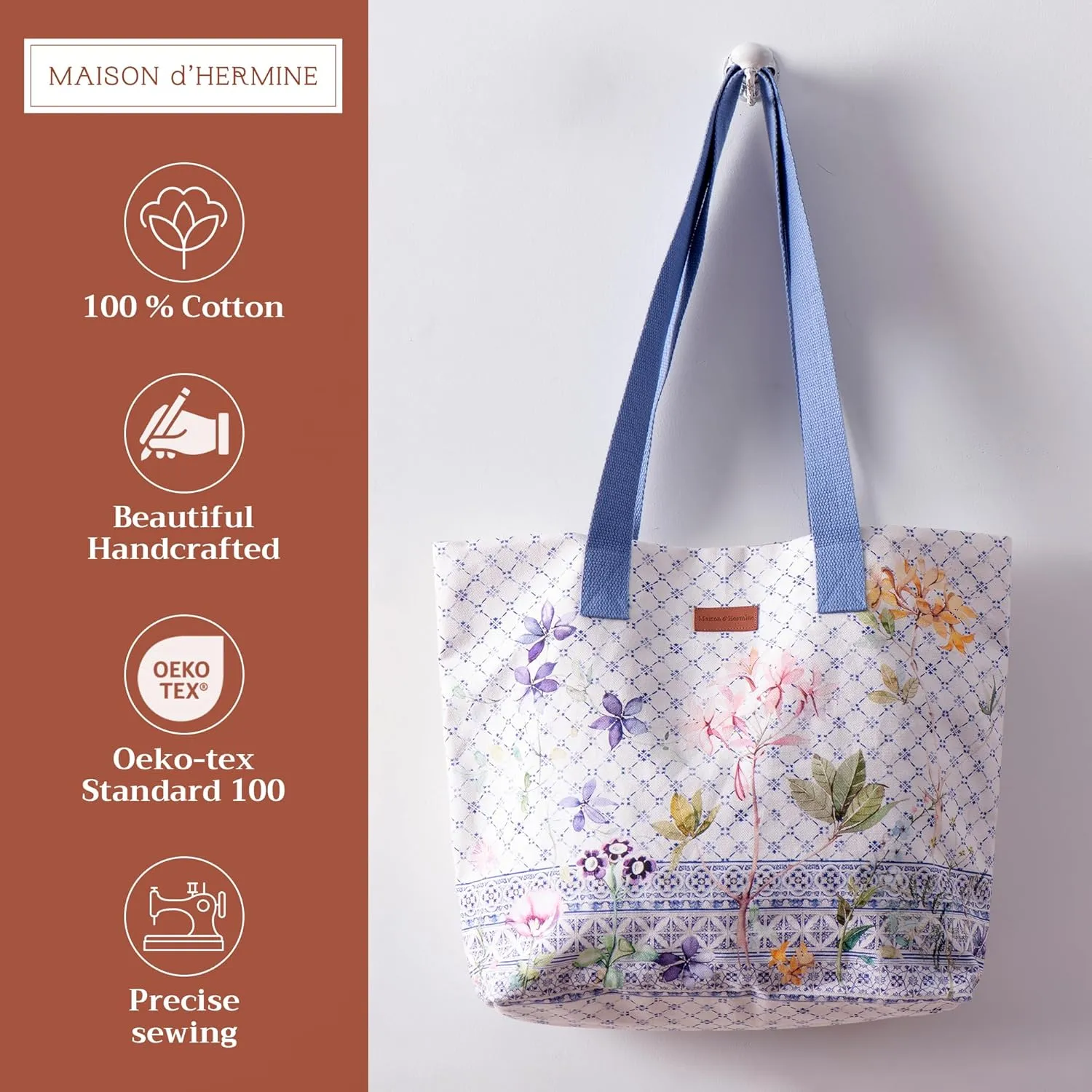 Maison d' Hermine Canvas Tote Bag 100% Cotton Canvas Reusable Shoulder Grocery Bag for Shopping Perfect for Men Women