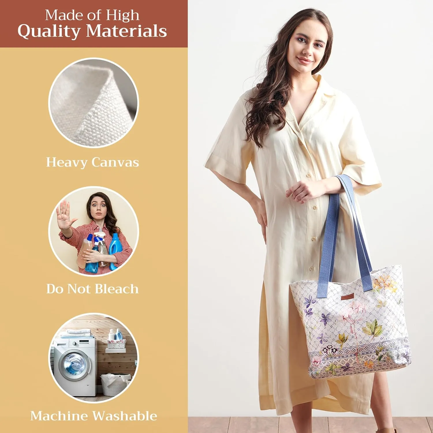 Maison d' Hermine Canvas Tote Bag 100% Cotton Canvas Reusable Shoulder Grocery Bag for Shopping Perfect for Men Women