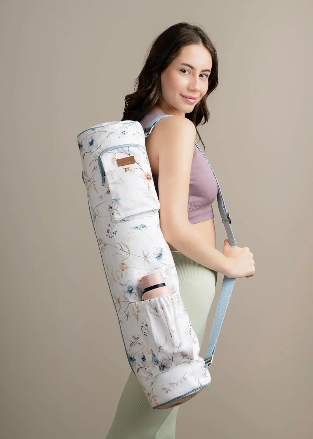 Maison d'Hermine Yoga Mat bag, Cylindrical bag for Woman&Men, yoga mat Bag &Adjustable shoulder straps Yoga Mat Carrier Bag with Drawstring Water Bottle Pocket and zipper pocket