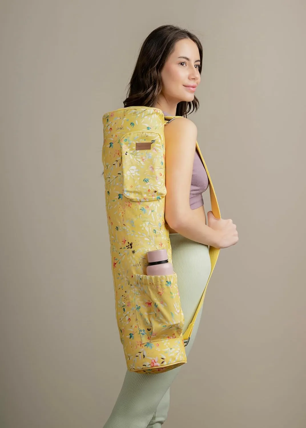 Maison d'Hermine Yoga Mat bag, Cylindrical bag for Woman&Men, yoga mat Bag &Adjustable shoulder straps Yoga Mat Carrier Bag with Drawstring Water Bottle Pocket and zipper pocket