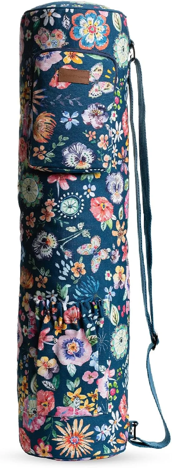 Maison d'Hermine Yoga Mat bag, Cylindrical bag for Woman&Men, yoga mat Bag &Adjustable shoulder straps Yoga Mat Carrier Bag with Drawstring Water Bottle Pocket and zipper pocket